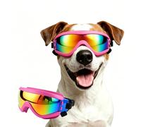 Enjoying Dog Sunglasses Medium Breed, UV Protection Dog Goggles for Medium-Small Dogs, Windproof Dust-Proof, Dog Eye Protection for Outside Cycling Driving, Adjustable Straps, Pink