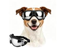 Enjoying Dog Sunglasses Medium-Small Breed, UV Protection Dog Goggles for Medium Dogs, Windproof Dust-Proof, Dog Eye Protection for Outside Cycling Driving, Adjustable Straps, Black