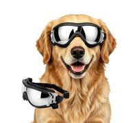 Enjoying Dog Sunglasses Medium to Large Breed, Dog Goggles UV Protection, Large Dogs Driving Eye Protection, Outdoor Windproof Dustproof Anti-Fog, Breathable, Adjustable Straps, Black