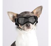 Enjoying Dog Sunglasses Small Breed, UV Protection Dog Goggles Small Breed, Driving Puppy Eye Protection, Windproof Dustproof Anti-Fog, Breathable, Adjustable Straps, Cool Black