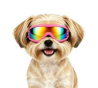 Enjoying Dog Sunglasses Small Breed, UV Protection Pet Goggles for Small Dogs, Windproof Dust-Proof, Little Dog Eye Protection for Outside Cycling Driving, Adjustable Straps, Pink