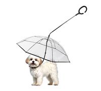 ENJOYING Dog Umbrella Small Breed, Clear Dog Umbrella Leash for Small Dogs, Keeps Dogs Dry Walking Rain, Doggie Rain Umbrella with Adjustable Leash, Self-Assembly