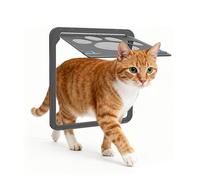 Enjoying Pet Screen Door 8"×10.2" Inner Door Size, Cat Doors with Replacement Magnetic Flap Lockable Doggy Screen Door, Black