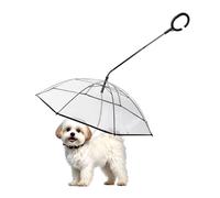 ENJOYING Small Dog Umbrella, Clear Dog Umbrella Leash for Small Dogs, Keeps Dogs Dry Walking Rain, Doggie Rain Umbrella with Metal Leash, Self-Assembly