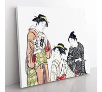 Enjoying the Evening Cool by Torii Kiyonaga Asian Japanese Canvas Wall Art Print Ready to Hang, Framed Picture for Living Room Bedroom Home Office Décor, 50x50 cm (20x20 Inch)