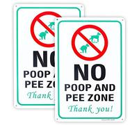 Enjoyist 2 Pack No Pee and Poop Zone Dog Yard Sign, 12"x 8" .04" Aluminum Sign Rust Free Aluminum-UV Protected and Weatherproof