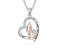 enjoylifecreative Father Daughter Locket Necklace Bracelet Charms for Women Girls 925 Sterling Silver Dad Daughter Pendant Jewellery Birthday Christmas Gifts to Daughter from Father, 18 * 21,5mm