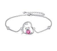 enjoylifecreative Teddy Bear Bracelet for Women 925 Sterling Silver October Birthstone Bear Bracelet Birthday Valentines Day Teddy Bears Jewellery Gifts for Mum Daughter Wife