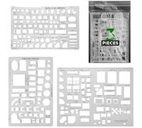 Enjoylink 3 Pcs Interior Design Drawing Templates Including a House Floor Plan Template, a Furniture Template and an Interior Design/Kitchen/Bedroom Reusable Stencils for Drawing & Drawing Tools