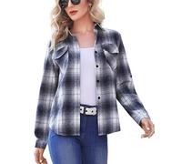 Enjoyoself 100% Cotton Women Flannel Plaid Shirt Blouse Long Sleeve Button Down Boyfriend Casual Check Shirts Classic Tops