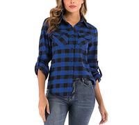 Enjoyoself 100% Cotton Women Flannel Plaid Shirt Blouse Long Sleeve Button Down Boyfriend Casual Check Shirts Classic Tops