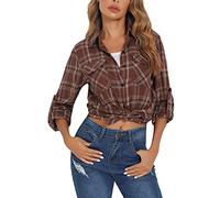 Enjoyoself 100% Cotton Women Flannel Plaid Shirt Blouse Long Sleeve Button Down Boyfriend Casual Check Shirts Classic Tops