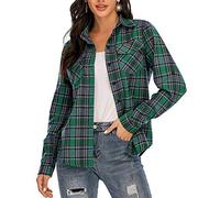 Enjoyoself 100% Cotton Women Flannel Plaid Shirt Blouse Long Sleeve Button Down Boyfriend Casual Check Shirts Classic Tops