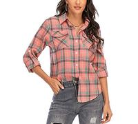 Enjoyoself 100% Cotton Women Flannel Plaid Shirt Blouse Long Sleeve Button Down Boyfriend Casual Check Shirts Classic Tops
