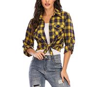 Enjoyoself 100% Cotton Women Flannel Plaid Shirt Blouse Long Sleeve Button Down Boyfriend Casual Check Shirts Classic Tops