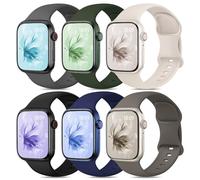 enjoyselfhub 6 Pack Soft Silicone Sport Bands Compatible with Apple Watch Band 40mm 38mm 41mm 42mm 44mm 45mm 49mm, for iWatch Series 9 Ultra/Ultra 2 SE 8 7 6 5 4 3 2 1, Starlight/Black/Navy/Clay/Dark