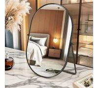 EnjoyThink Dresser Mirror Black, Oval Swivel Makeup Mirror with Stand, Stand Vanity Mirror, Tabletop Mirrors High-Definition Countertop Mirrors for Vanity Dresser Living Room Bedroom