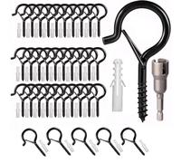 EnjoyThink Outdoor Light Hooks - 35Pcs Q-Hanger Screw Ho oks for Outdoor String Lights - Wall Cabinet Ceiling EyeHooks - Q-Hanger Hooks with Safety Buckle - Ceiling HookScrew for Plants Hanging