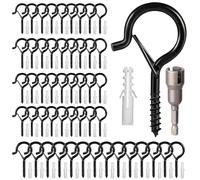 EnjoyThink Outdoor Light Hooks - 50Pcs Q-Hanger Screw Ho oks for Outdoor String Lights - Wall Cabinet Ceiling EyeHooks - Q-Hanger Hooks with Safety Buckle - Ceiling HookScrew for Plants Hanging