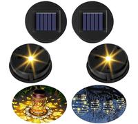 EnjoyThink Outdoor Solar Light Replacement Top 8CM, 4PCS Lantern Lid Lights Bulb Replacement Part with Warm Light, IP44 LED Solar Panel Top Unit for Outside Garden Hanging Lantern Lamp