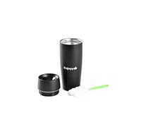 Enjoyy 450ml Travel Coffee Mug with Free Cleaning Brush - Slim, Leak-Proof, Insulated, Double Walled Stainless Steel Tumbler, Fits Car Cup Holders (Black)