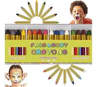 ENJSD Face Paint Crayons Kit 16 PCS, Bright Colors Face Paint Set for Kids, Safe & Non-toxic Face & Body Painting Makeup Crayons, Perfect for Halloween Makeup, Party or Cosplay(16 PCS)