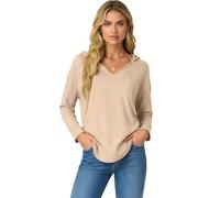 Enjyam Women's Hoodies Pullover Hooded Sweatshirt for Spring Autumn-Beige/XL