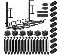 ENJYNC 51-Piece Under Desk Cable Management Tray Kit - No Drill Cable Organizer Basket for Office/Home, Holds Extension Cords & Wires, Screw-Free Clamp Mount for Desk, Kitchen, Internet Cafe