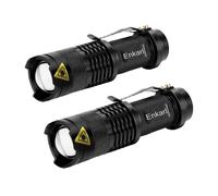 Enkarl LED Torch, Mini LED Flashlight, 2 Packs of Super Bright 350 Lumen 3 Modes Zoomable AA Battery Powered Torch Light with Clip for Fishing Camping Outdoors(Battery No Included) (2 Packs)
