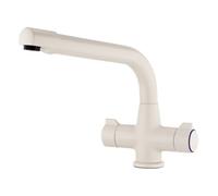 Enki, Alpha, Kt122, Cream, Brass Construction Dual Flow Kitchen Sink Mixer Tap For Basin, With Twin Levers & Swivel Spout