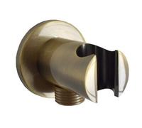 Enki Antique Brass Modern Contemporary Bathroom Wall Mounted Easy Install Round Handheld Shower Head Connector Holder W/ Bracket