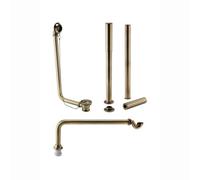 Enki Antique Brass Traditional Bathroom Roll Top Shallow Seal Trap Retainer Waste Ball Chain Plug Adjustable Tap Shrouds Bath Pack