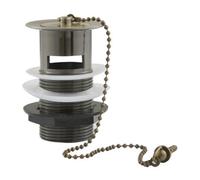 Enki Antique Brass Traditional Bathroom Solid Metal Round Slotted Drainage Stopper Basin Sink Waste Trap W/ Plug Hole & Ball Chain