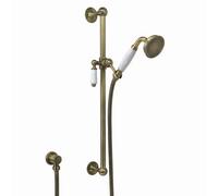 Enki Antique Brass White Ceramic Modern Traditional Bathroom Adjustable Universal Fit Swivel Bracket Shower Head Slider Rail Kit