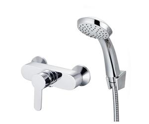 ENKI, Apollo, SH0006, Chrome, Manual Exposed Wall Mounted Shower Mixer Valve Set with Shower Head and Hose, Adjustable Centres, Shower Head Holder, Solid Brass, Modern, 1-Year Guarantee