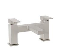 Enki Athena Brushed Nickel Contemporary Bathroom Solid Brass Swivel Handle Square Ceramic Valves Bath Mixer Tap Pack Fitting Kit