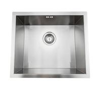ENKI, Axia, KS045, Brushed Stainless Steel Kitchen Sink, 500mm x 430mm, Undermount or Topmount Fitting into Sink Unit, Kitchen Essential