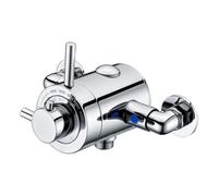 Enki Azure Chrome Modern Minimalist Bathroom Solid Brass Exposed Thermostatic Concentric Top Or Bottom Outlet Shower Mixer Valve