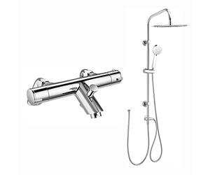 ENKI BBT0244 Dune Thermostatic Deck Mounted 300mm Rigid Riser Kit, Chrome
