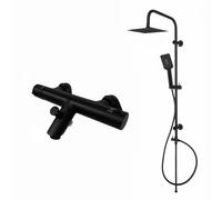 ENKI BBT0251 Dune Thermostatic Deck Mounted 200mm Rigid Riser Kit, Black
