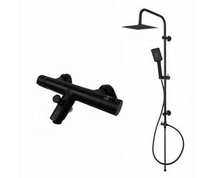 ENKI BBT0251 Dune Thermostatic Deck Mounted 200mm Rigid Riser Kit, Black