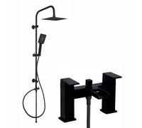 ENKI BBT0273 Plaza Waterfall Square Rigid Riser Kit, Matt Black, Rainfall