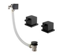 ENKI, BBT0290, Square Overflow Bath Filler with Pair of 3/4" Deck Bath Side Valves, Matt Black