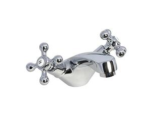 ENKI, Beaumont, BT8603, Chrome, Bathroom Crosshead Basin Sink Mixer Tap, Traditional Victorian Cross Handle, Solid Brass, Easy Clean, Traditional Design, Easy to Install, 1-Year Guarantee