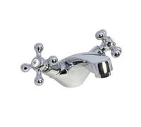 Enki Beaumont Chrome Traditional Bathroom Solid Brass Dual Flow Hot & Cold Round Spout 1/2" Connection Basin Mixer Tap (H) 27mm