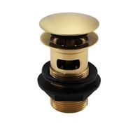 Enki Brushed Brass Classic Timeless Bathroom Solid Metal Slotted Push Button Click Clack Pop Up Round Sink Basin Drain Waste Trap