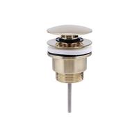 Enki Brushed Brass Modern Bathroom Round Slimline Design Universal Fit Push Button Freeflow Removable Cover Bath Basin Waste Trap