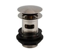 Enki Brushed Nickel Classic Timeless Bathroom Solid Brass Slotted Push Button Click Clack Pop Up Round Sink Basin Drain Waste Trap