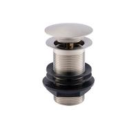 Enki Brushed Nickel Classic Timeless Bathroom Solid Brass Unslotted Push Button Click Clack Pop Up Round Basin Drain Waste Trap