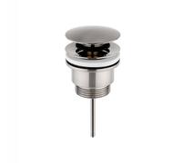 Enki Brushed Nickel Modern Bathroom Round Slimline Design Universal Fit Push Button Freeflow Removable Cover Bath Basin Waste Trap